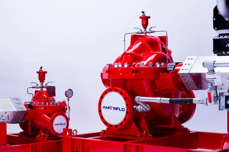 Ameriflo split case horizontal fire pump with two suction ports for high-flow fire protection systems