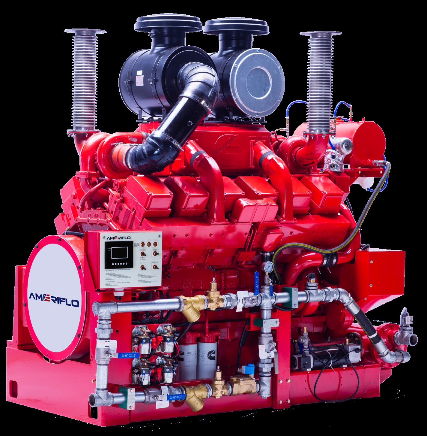 Ameriflo AF8-128 diesel engine designed for fire pump applications in emergency power systems.