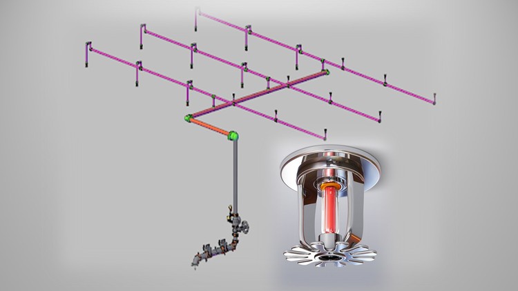 Fire sprinkler system installation providing automatic fire suppression and protection for commercial and residential buildings