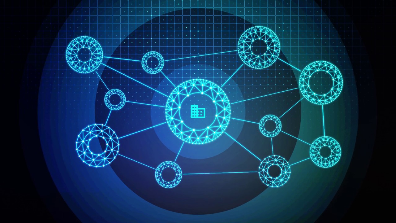 System integration service with connected nodes representing various interconnected systems